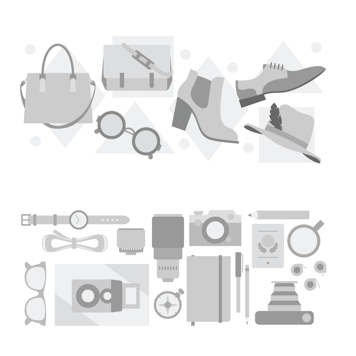 Greyscale vector images for lifestyle heros.